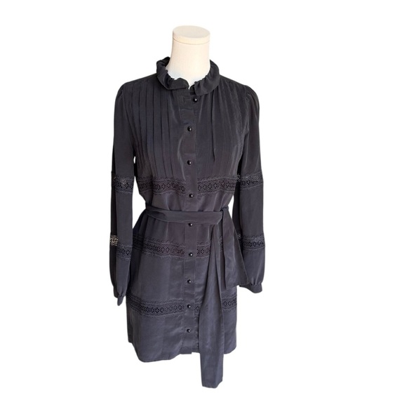 Sézane - 100% Silk Lace Detail Button Front Dress Size 34 (US 2) - Picture 2 of 8